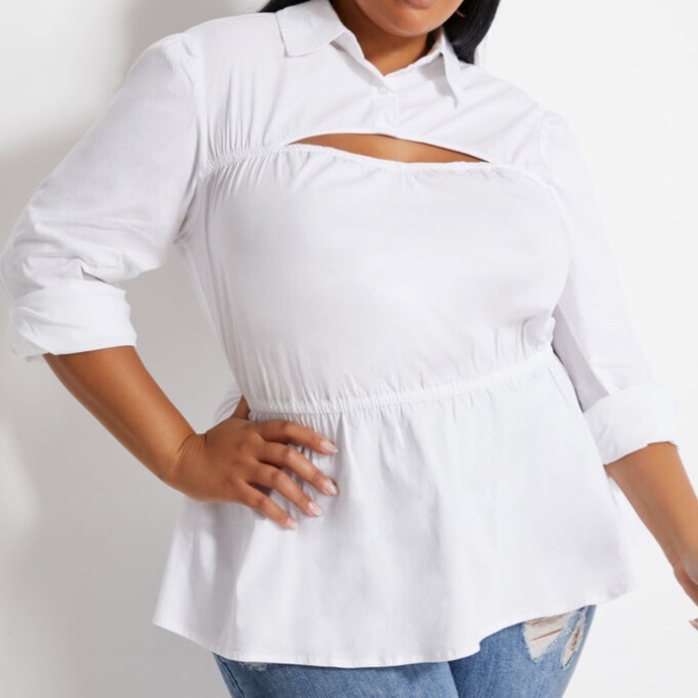 White Ashley Stewart blouse! Size 18